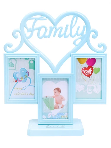 Фоторамка-коллаж (3 фото 9х13 см) Лучшая семья, голубая ФР-7378 Фоторамка-коллаж (3 фото 9х13 см) Лучшая семья, голубая ФР-7378