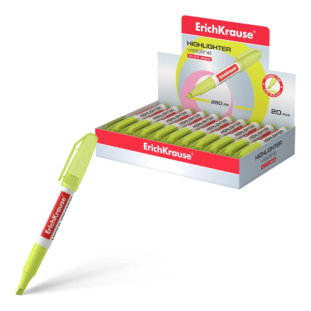 Текстмаркер ErichKrause® Visioline V-11 Mini, цвет чернил желтый (в