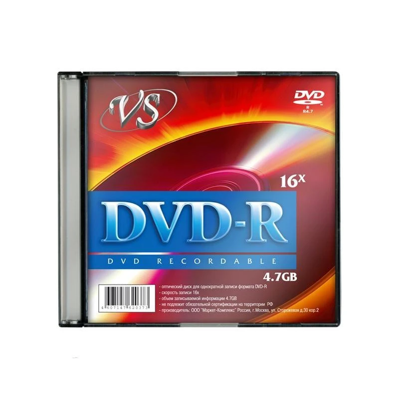 Носители информации VS DVD-R 4,7GB 16x SL/5 штр.  4607147620373, 4607147620397