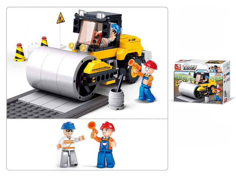 Конструктор пластиковый. SLUBAN Строительная техника. Каток (171 деталь, 2