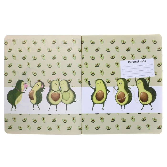 Тетрадь 48 листов в клетку "Авокадо", обложка мелованный картон,