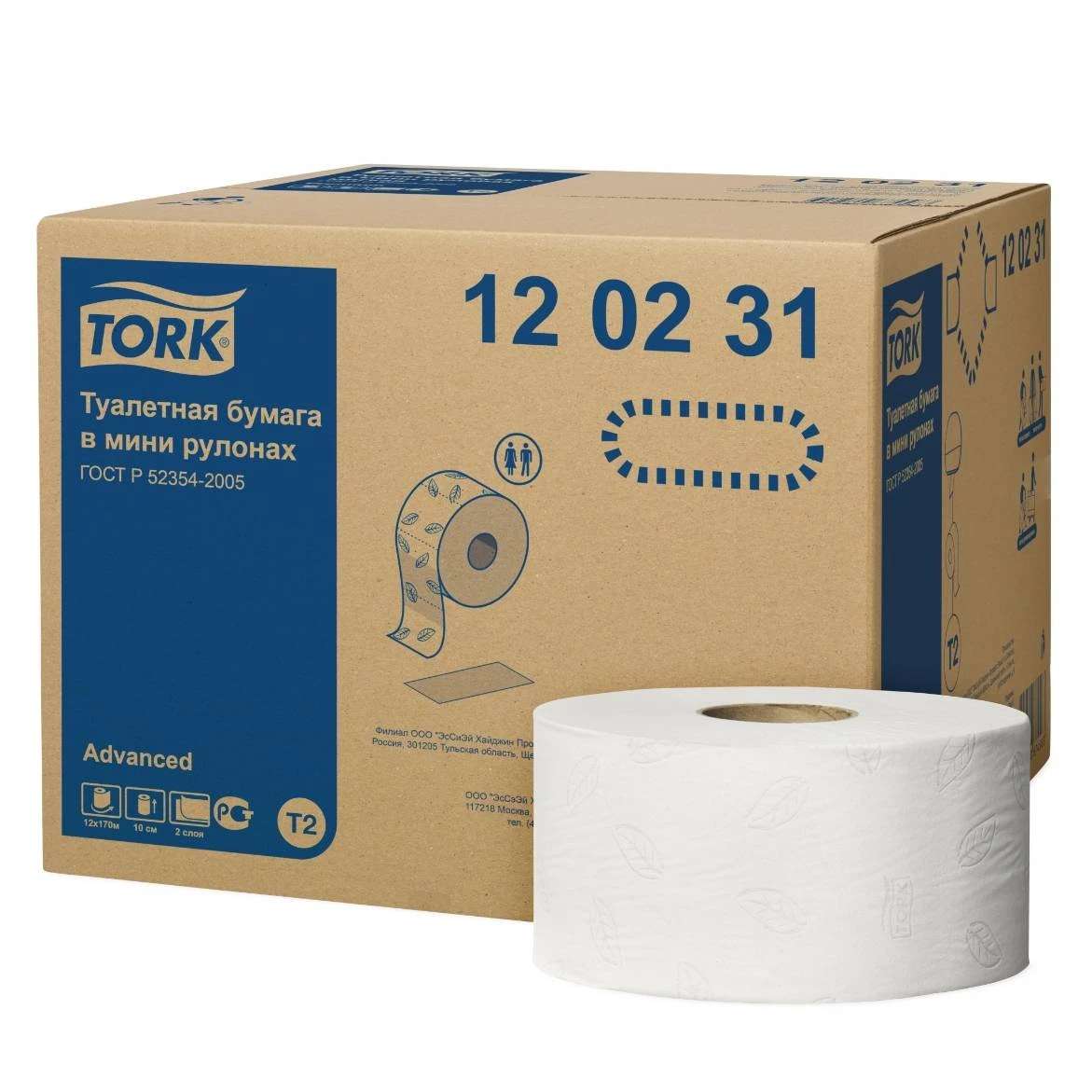 Бумага туалетная 2 сл. TORK ADVANCED T2 170 м 1 шт белый 1214 л.