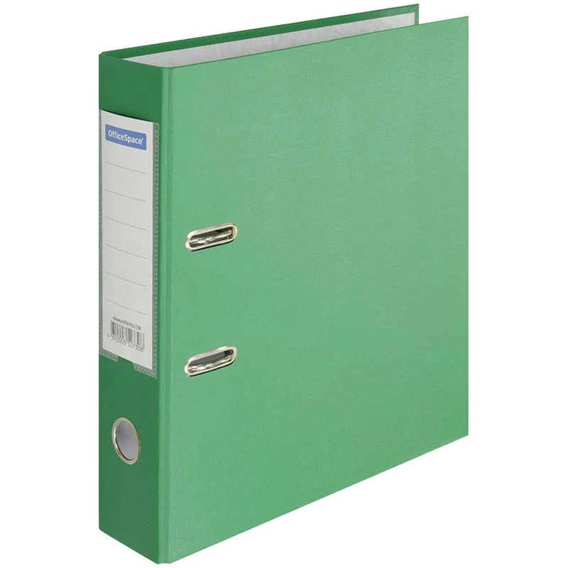 Пaпкa-регистратор OfficeSpace® 70мм, бумвинил, с карманом на корешке, зеленая: