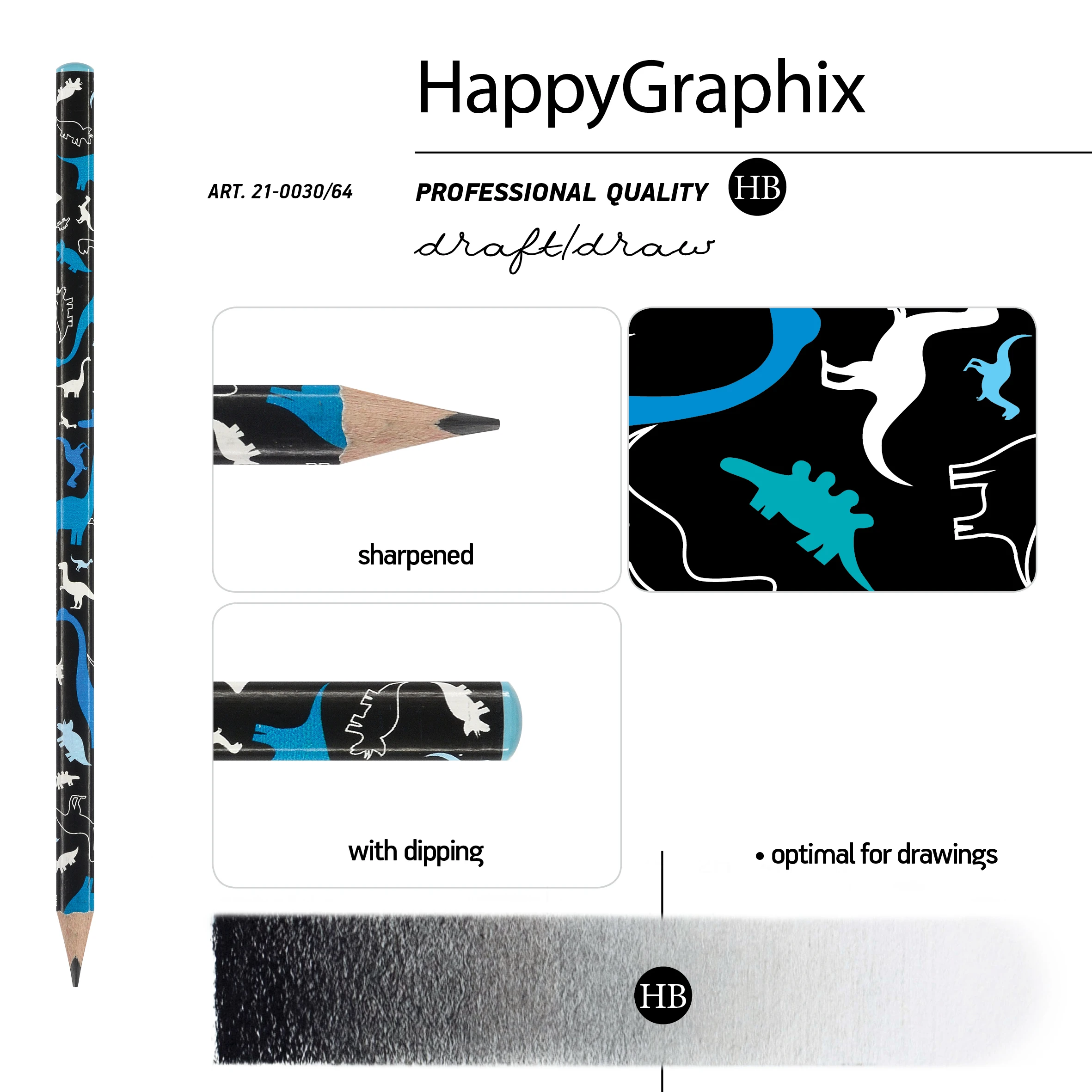 КАРАНДАШ ЧЕРНОГРАФИТОВЫЙ "HappyGraphix. Сказочные животные.