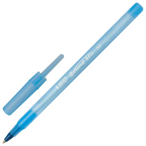 Ручка шариковая BIC "Round Stic", СИНЯЯ, корпус голубой, узел 1 мм,
