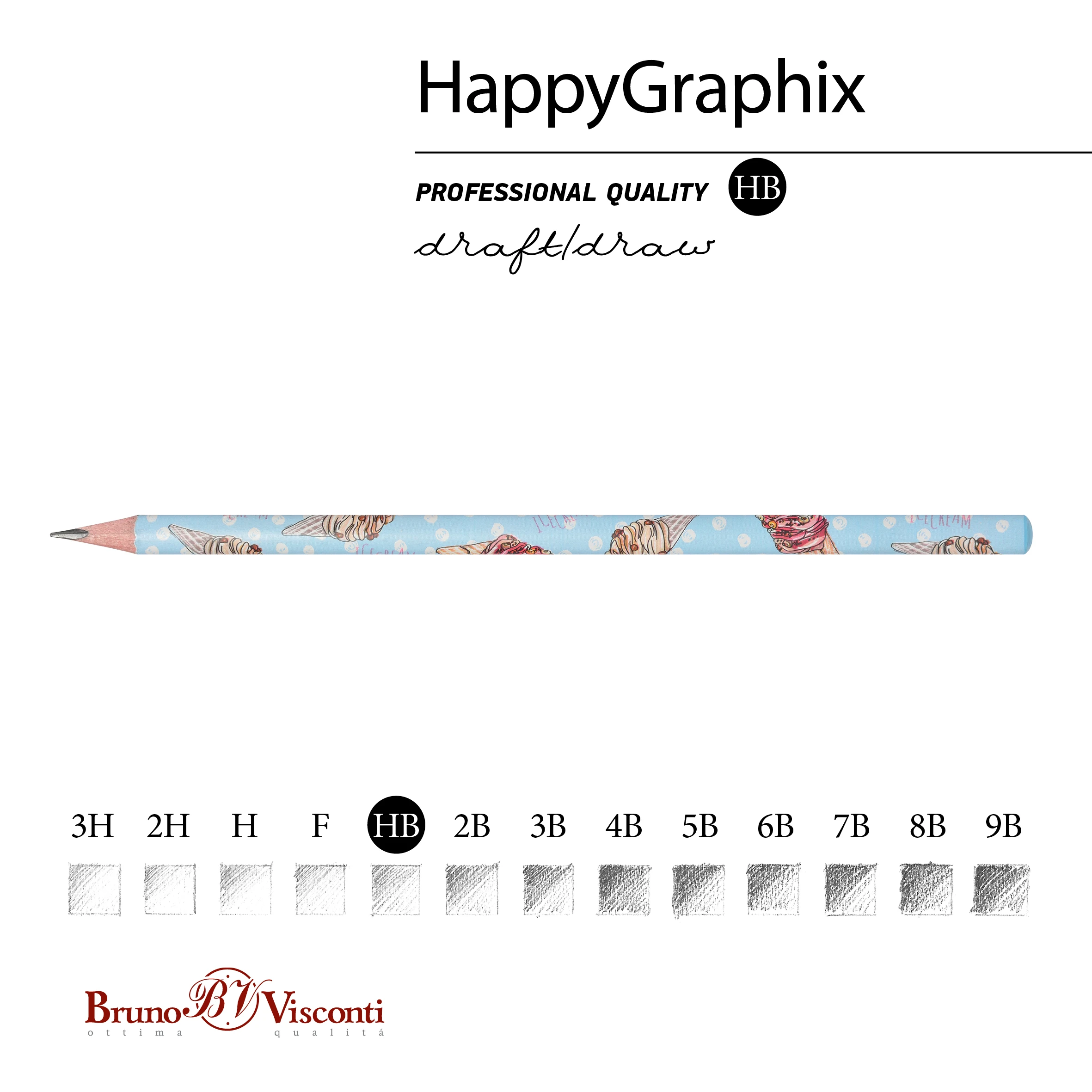 КАРАНДАШ ЧЕРНОГРАФИТОВЫЙ "HappyGraphix. Мороженое. Сахарный рожок" НВ