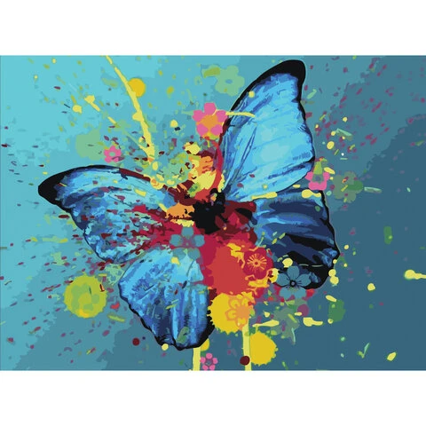 Картина по номерам 40х50 см, ОСТРОВ СОКРОВИЩ "Голубая бабочка", на