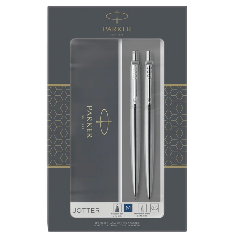 Набор Parker "Jotter Stainless Steel CT": ручка шариковая, 1,0мм и