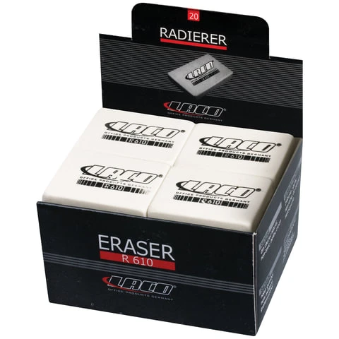 Ластик LACO (Германия), 42x29x10 мм, белый, прямоугольный, натуральный каучук, R