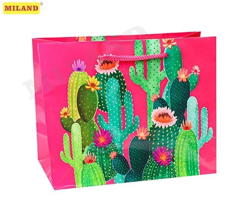 Пакет подарочный с глянц. лам. (горизонтальный) 23х18х10 см (M) Цветущие