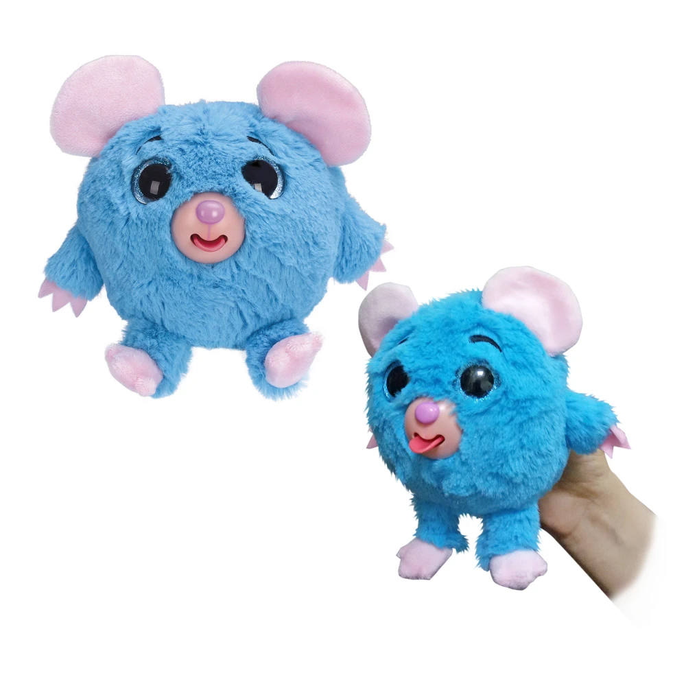 1toy Дразнюка-Zooка плюш, голубой, мышка, показывает язык, 13см, пакет, Т10350