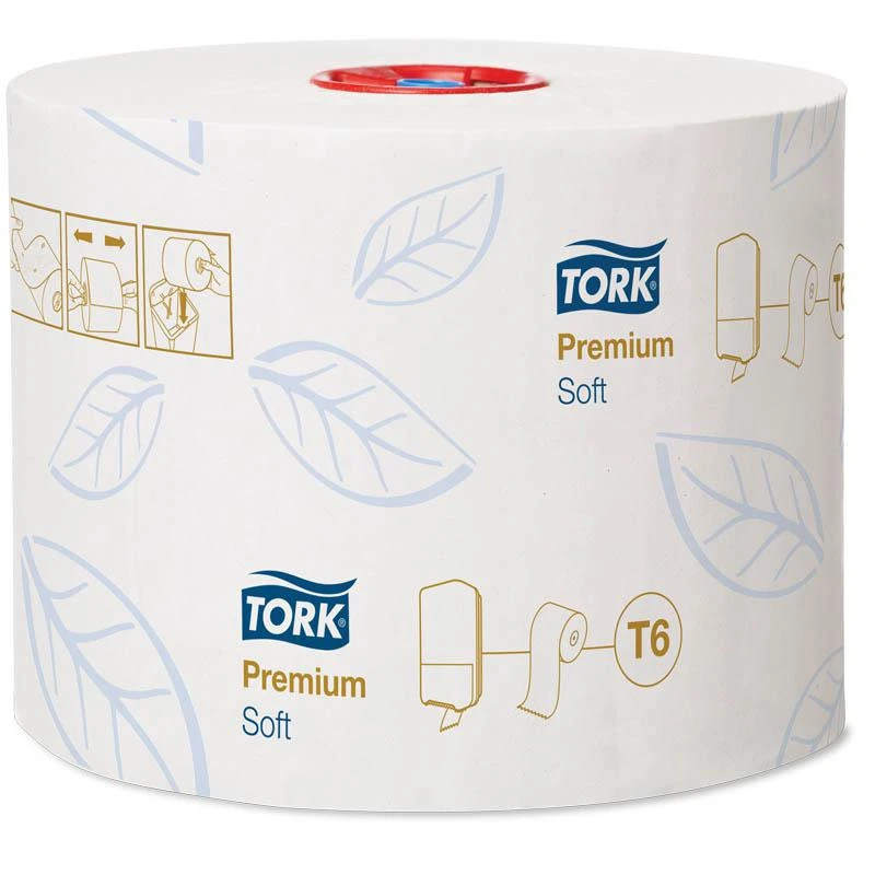 Бумага туалетная в Mid-size рулонах TORK Premium(Т6) 2сл, 90м/рулон, белая,
