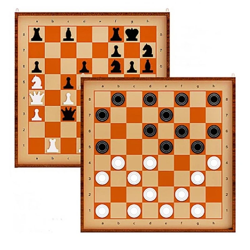 Игра Шахматы и шашки магн.демонстрац. доска 73x73x3,5см, фигуры в наборе 03903
