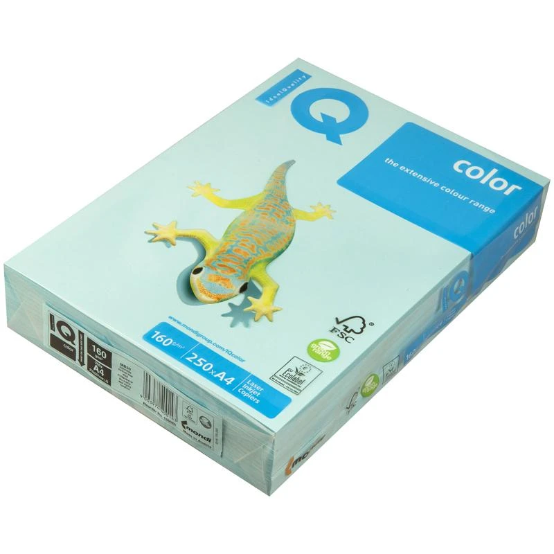 Бумага "IQ Color pale" А4, 160г/м2, 250л. (голубой): MB30 штр.: Бумага "IQ Color pale" А4, 160г/м2, 250л. (голубой): MB30 штр.: