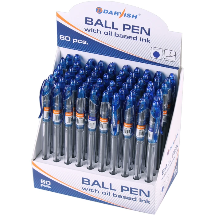 Ручка шариковая синяя на масляной основе "Darvish" корпус прозрачный с