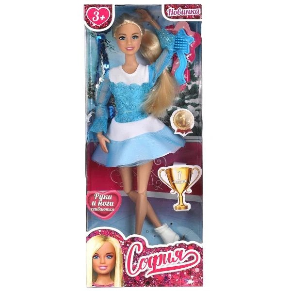 Кукла 29 см София фигуристка, в комплекте расческа, коньки, лента КАРАПУЗ