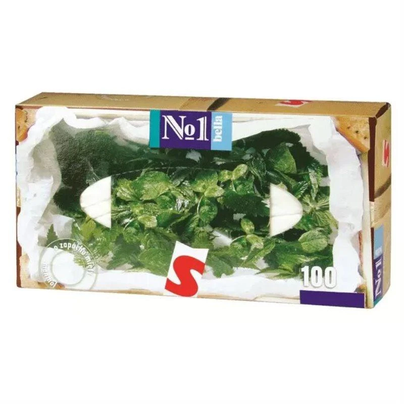 Платки носовые универсальные Bella №1 2-сл с запахом мяты, 100шт/уп
