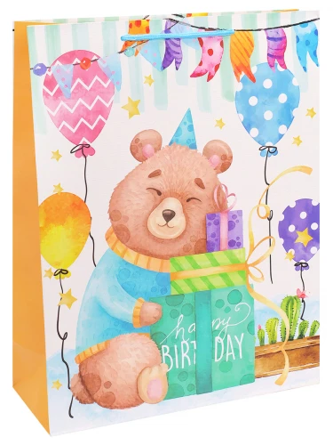 Dream cards Пакет подарочный с мат.лам. 31х40х12см (XL) Дружелюбный медвежонок,