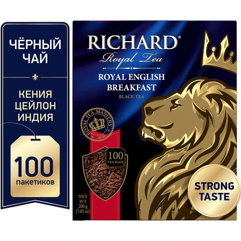 Чай RICHARD (Ричард) "Royal English Breakfast", черный, 100 пакетиков