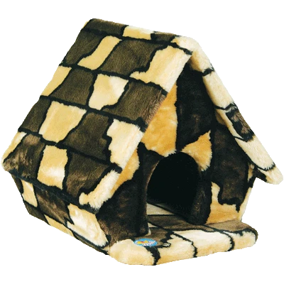 Дом для маленьких собак, цв.мех, избушка (480х480х450)