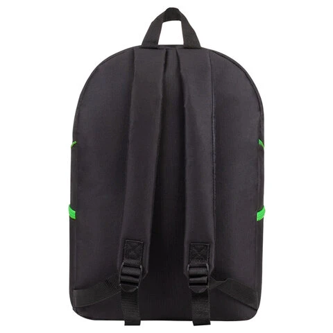 Рюкзак STAFF TRIP универсальный, 2 кармана, черный с салатовыми деталями,