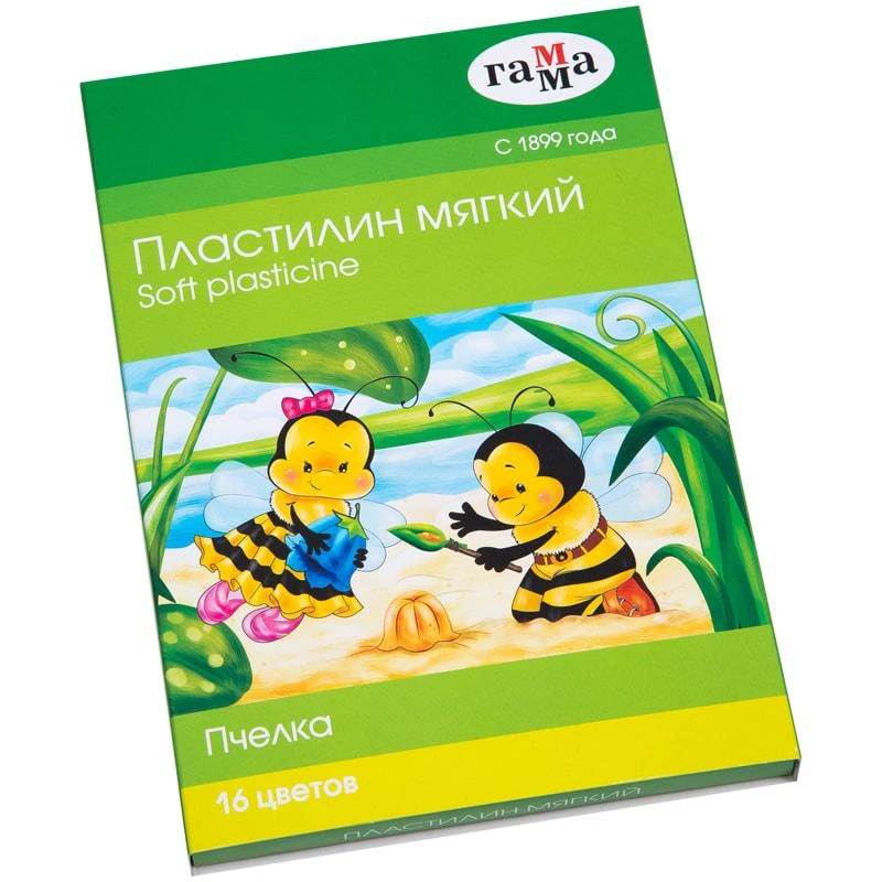 Пластилин Гамма "Пчелка", 16 цветов, восковой, 240г, со стеком, Пластилин Гамма "Пчелка", 16 цветов, восковой, 240г, со стеком,
