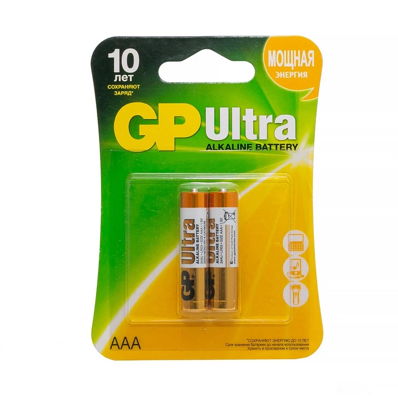 Батарейки GP Ultra AAA/LR03/24AU алкалин. бл/2 штр.  4891199027642