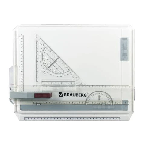 Доска чертежная А4, 370х295 мм, с рейсшиной и треугольником, BRAUBERG, 210535