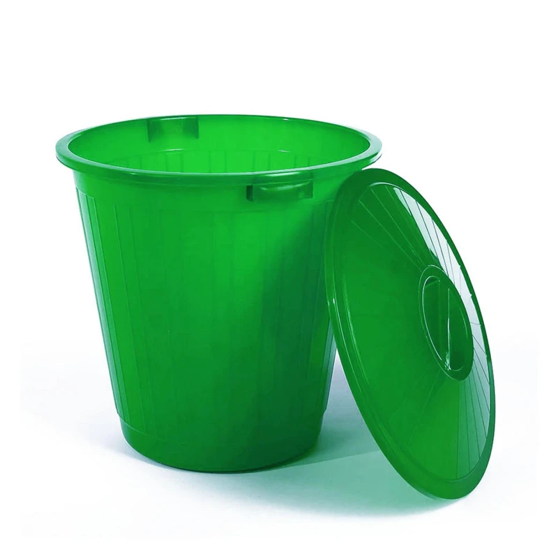 Бак для отходов 60л, пластик, с крышкой, зеленый