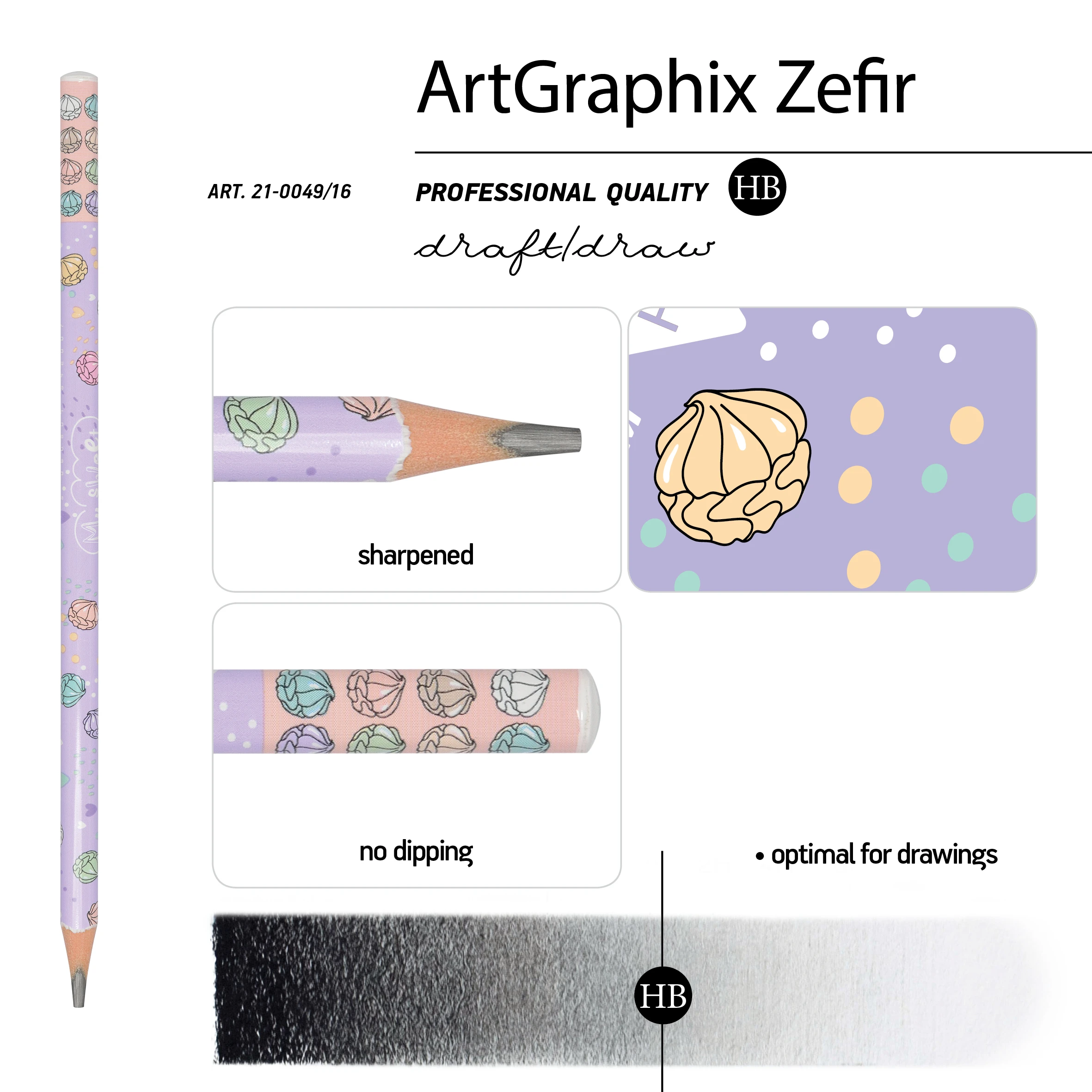 КАРАНДАШ ЧЕРНОГРАФИТОВЫЙ "ArtGraphix. Zefir. My Sweet. Зефирки" НВ