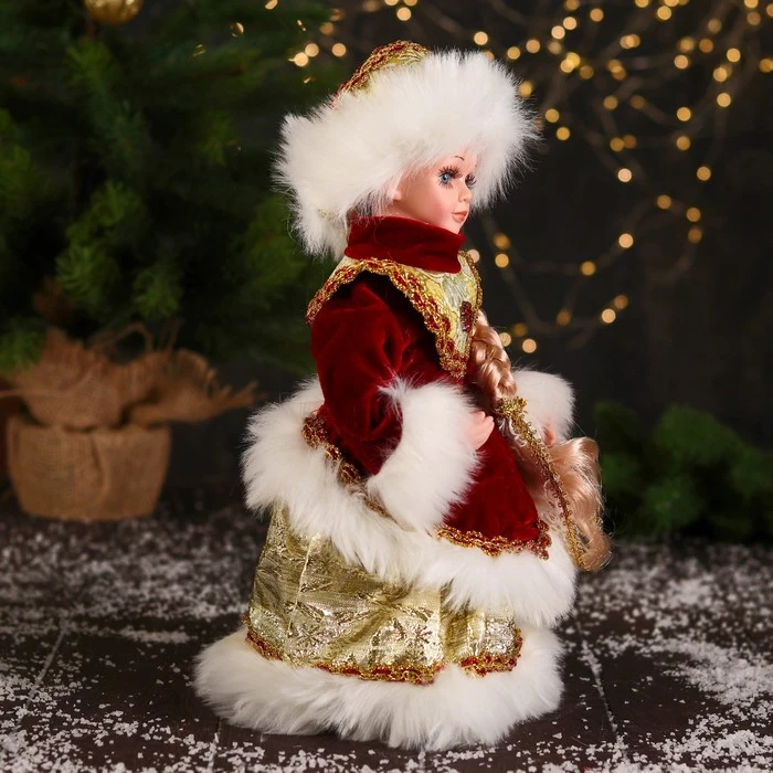 Снегурочка "С цветами на платье и кокошнике" двигается, 30 см,