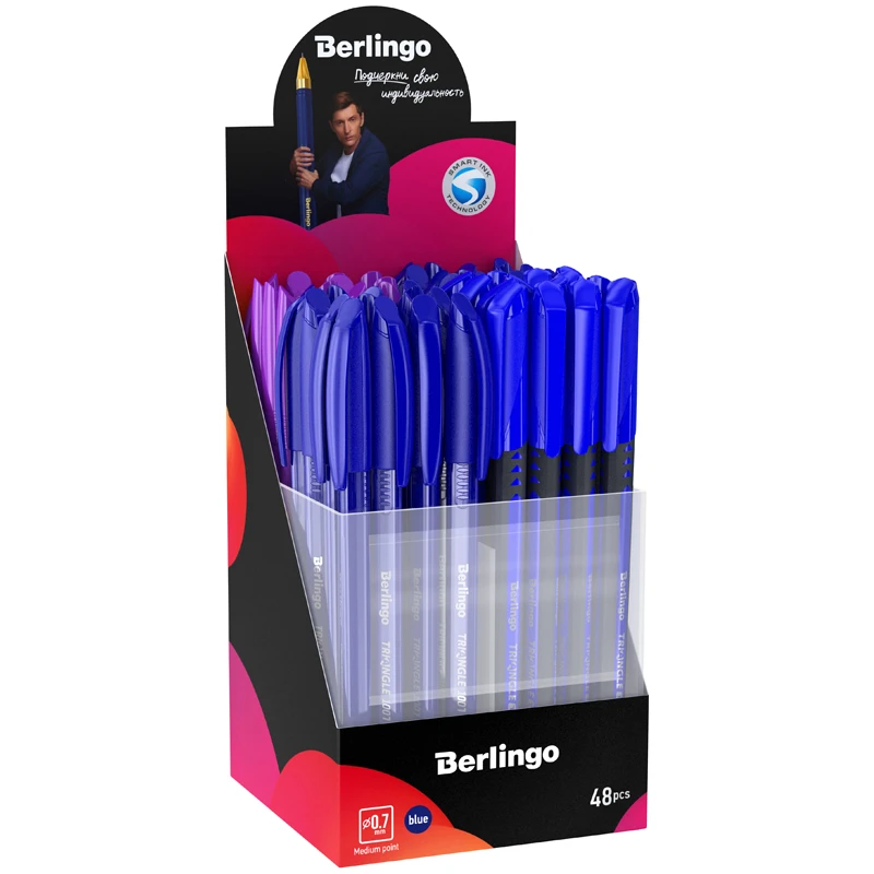 Набор шариковых ручек Berlingo ассорти №3, синие, 0,7мм, 48 штук