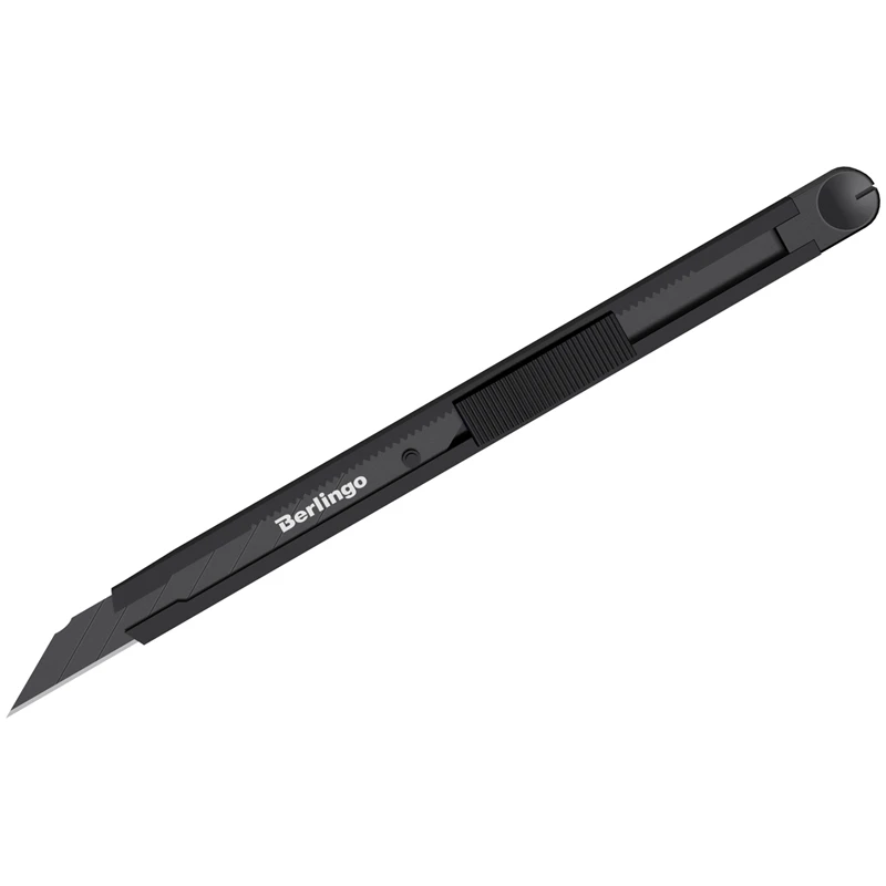Нож канцелярский 9мм Berlingo "Double black", auto-lock, металлический