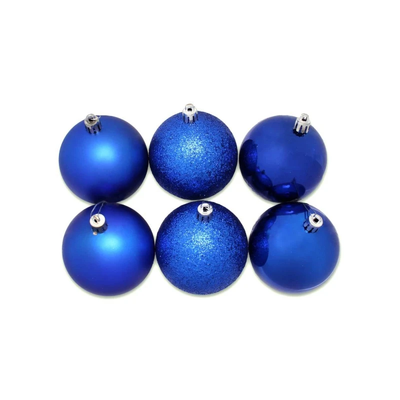 Набор шаров новогодних синих елочных Шелк, бархат, люрекс 8 см, НУ-7002
