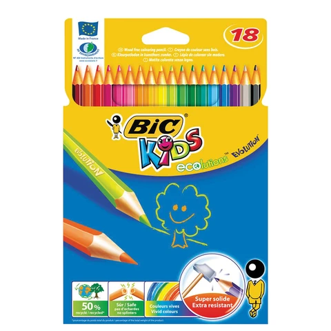 Карандаши цветные BIC "Kids ECOlutions Evolution", 18 цветов,