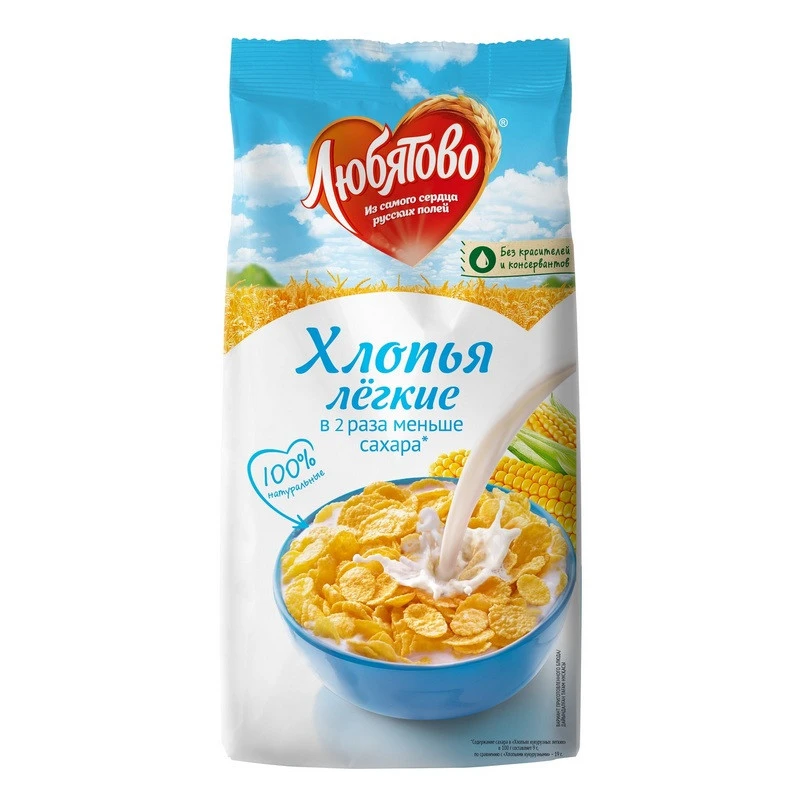 Завтрак хлопья кукурузные легкие Любятово, 270г