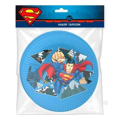 Superman. Набор бумажных тарелок-1, 6 шт d=180 мм Superman. Набор бумажных тарелок-1, 6 шт d=180 мм