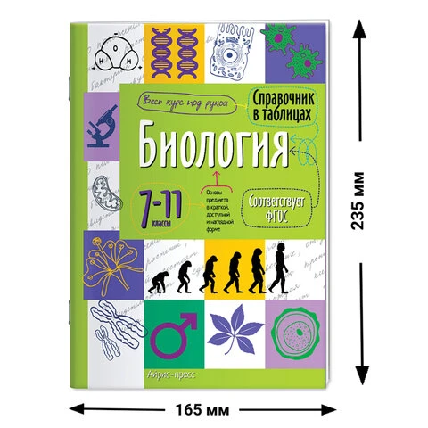 Справочник в таблицах "Биология. 7-11 класс", 16х23,5 см, 48 стр.,