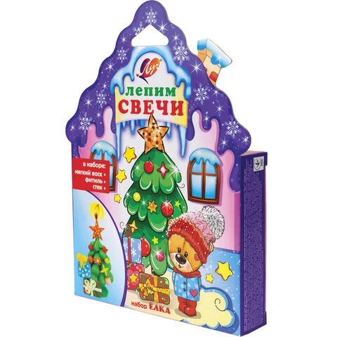 Набор для изготовления свечей ЛУЧ "Ёлка" (восковые пластины, 5 цветов,