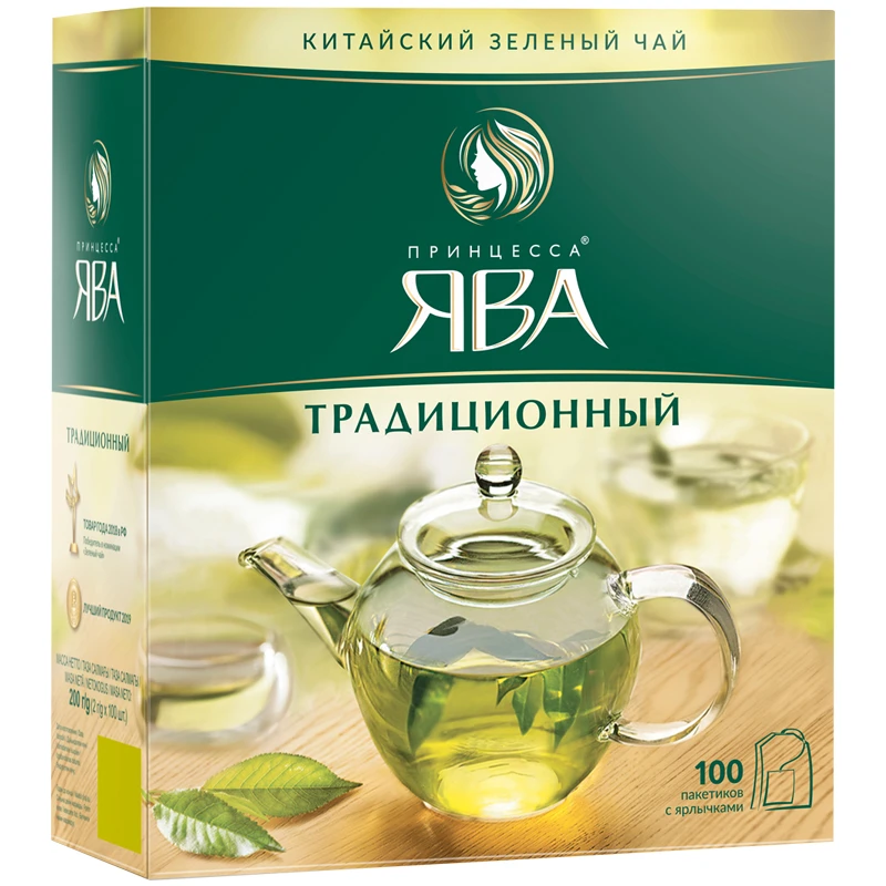 Чай Принцесса Ява, зеленый, 100 пакетиков по 2г:  штр.: 4605246008801