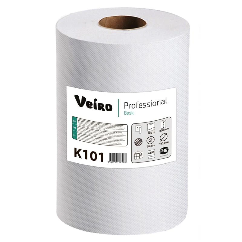 Полотенца бумажные в рулоне Veiro Professional "Basic", 1-слойн.,