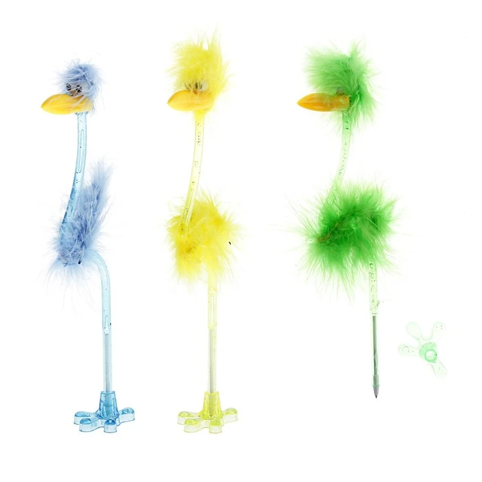 Ручка-прикол Calligrata "Страус-пух", шариковая, МИКС