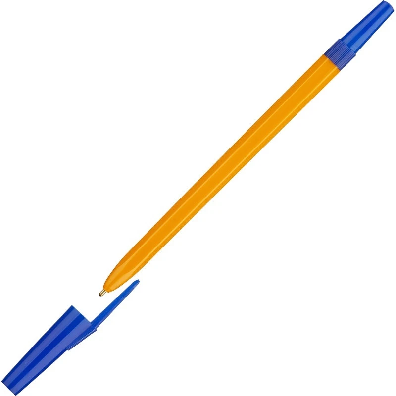 Ручка шариковая Школьник, цвет чернил синий 1 мм, оранжевый корпус штр. 