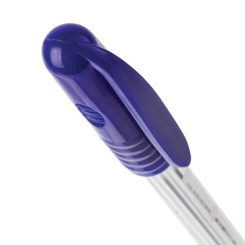 Ручка шариковая STAFF, СИНЯЯ, шестигранная, корпус прозрачный, узел 1 мм, линия