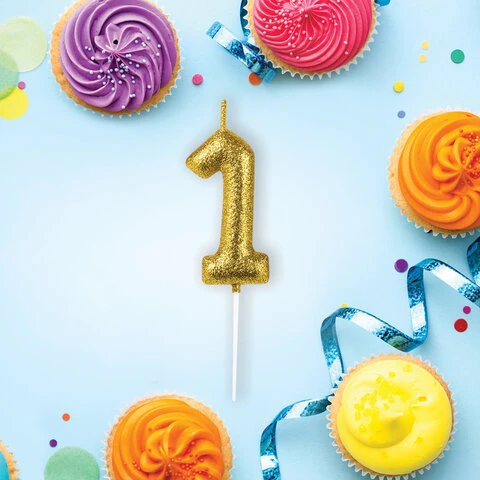 Свеча-цифра для торта "1" золотая с глиттером, 6 см, ЗОЛОТАЯ СКАЗКА, Свеча-цифра для торта "1" золотая с глиттером, 6 см, ЗОЛОТАЯ СКАЗКА,