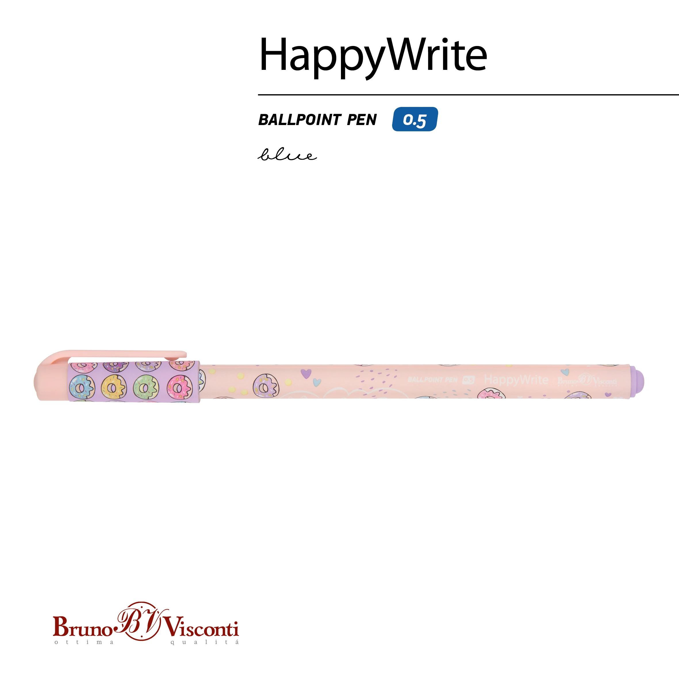 РУЧКА "HappyWrite. My Sweet. Пончики" 0.5 ММ, СИНЯЯ