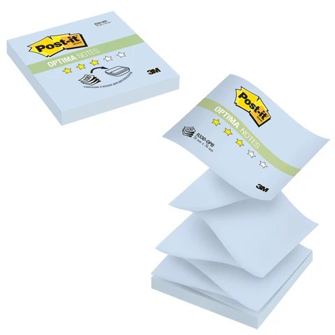 Блок самоклеящийся (стикер) POST-IT Optima "Зима" (Z-блок), 76х76 мм,