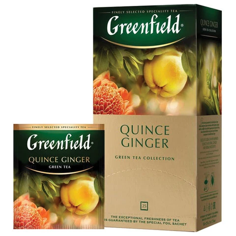 Чай GREENFIELD (Гринфилд) "Quince Ginger", зеленый, айва-имбирь, 25
