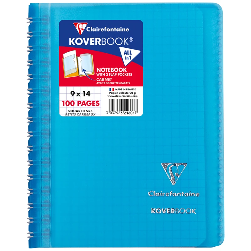 Записная книжка А6 50л. на гребне Clairefontaine "Koverbook", 90г/м2,