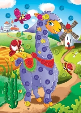 МОЗАИКА ИЗ ПУГОВИЦ. Формат А5. ВЕСЕЛАЯ ЛАМА. Арт. М-0425